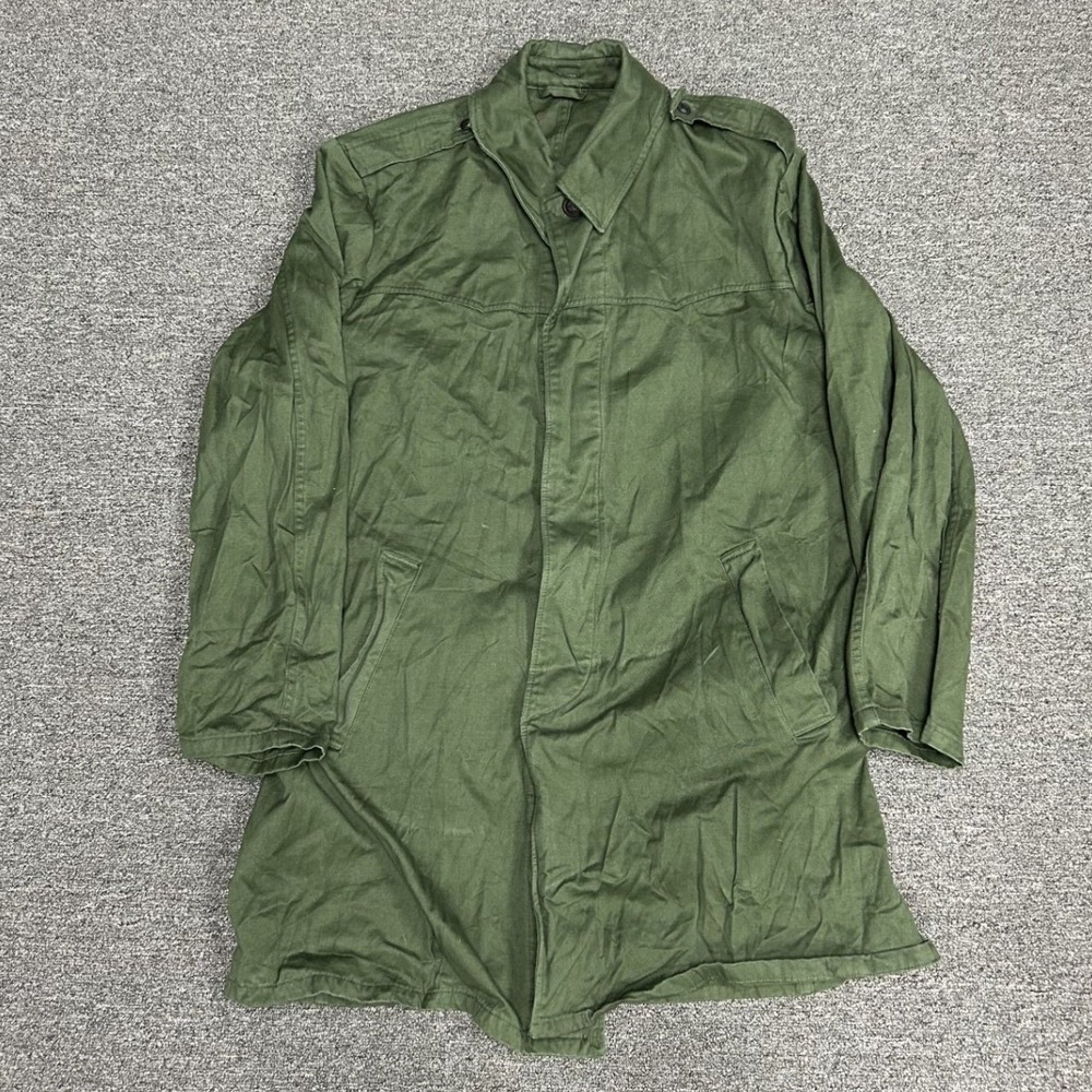 Vintage Military Field Jacket Men L Green Olive Drab Surplus Canvas Coat